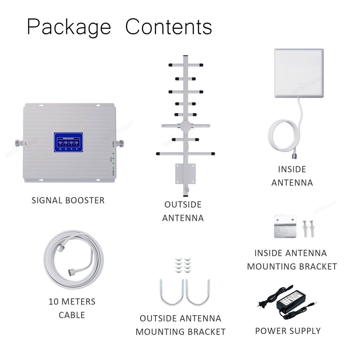 Quadband Cellular Signal Repeater Kit for 850/900/1800/2100MHz Band 5/Band 8/Band 1/Band 3