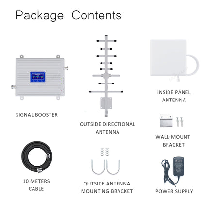 Triband Cellular Signal Repeater Kit Bands 2, 4, 5 for AT&T, Verizon, T-Mobile