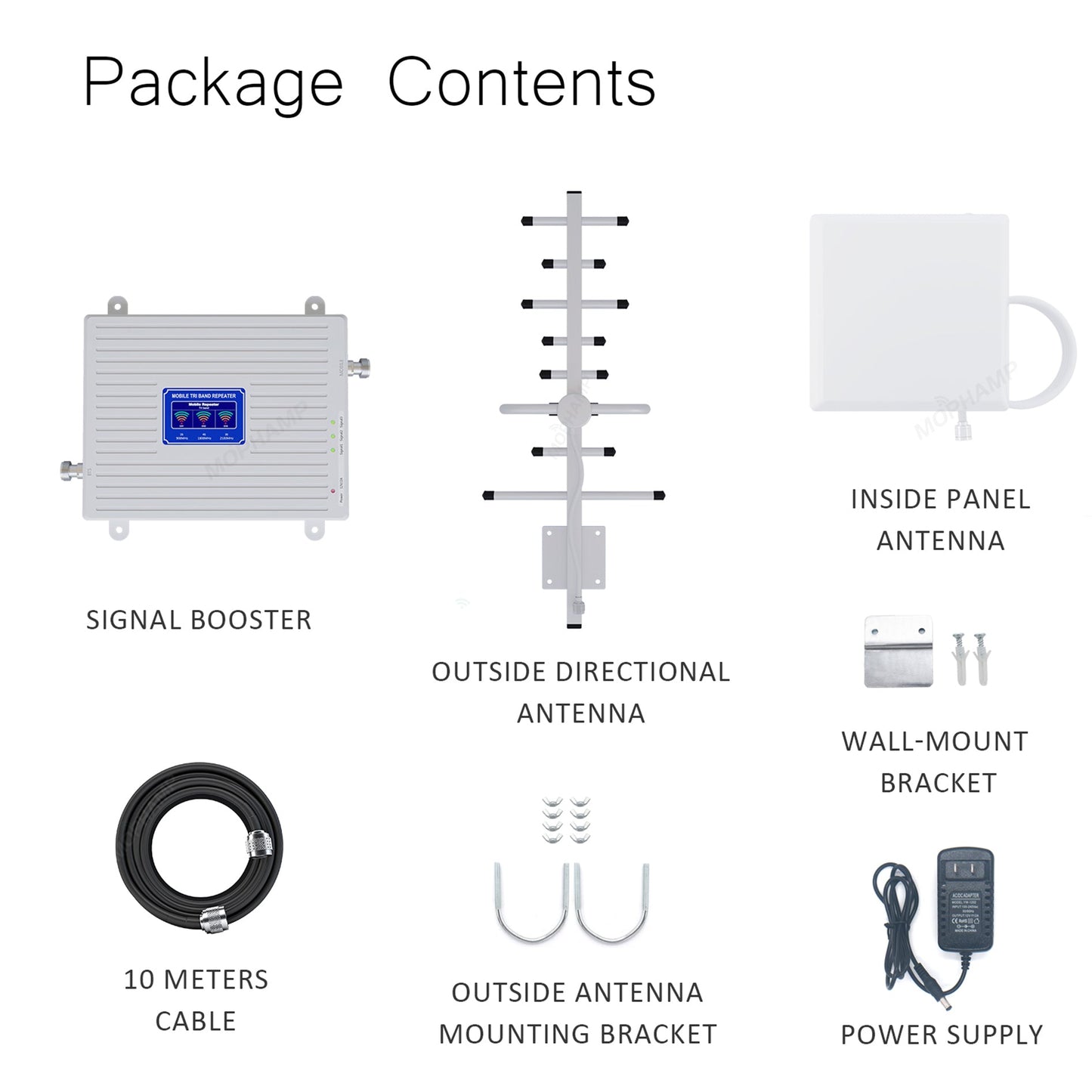 Triband Cellular Signal Repeater Kit for 850/1800/2100MHz Band 5/Band 1/Band 3